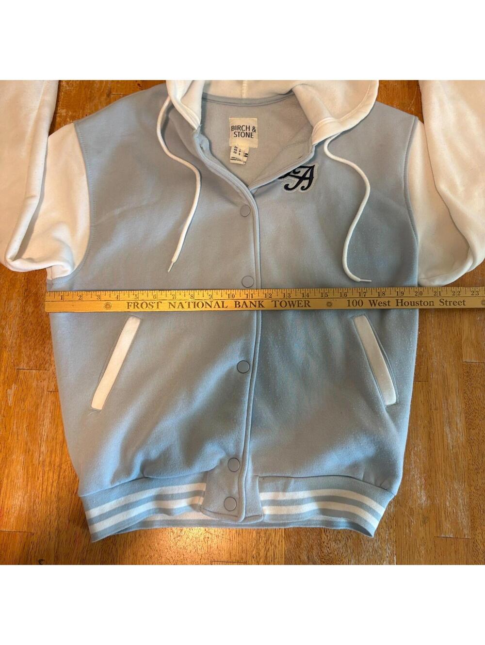 Birch & Stone Varsity Hoodie Jacket Womens S Blue Snap Up LA Y2K Streetwear - Picture 6 of 8